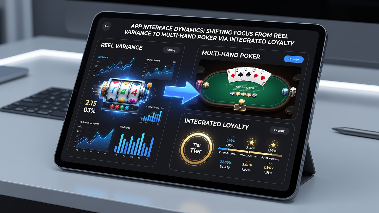 Mobile App zeigt Loyalty-Punkte-Integration zwischen Slots und Multi-Hand-Poker